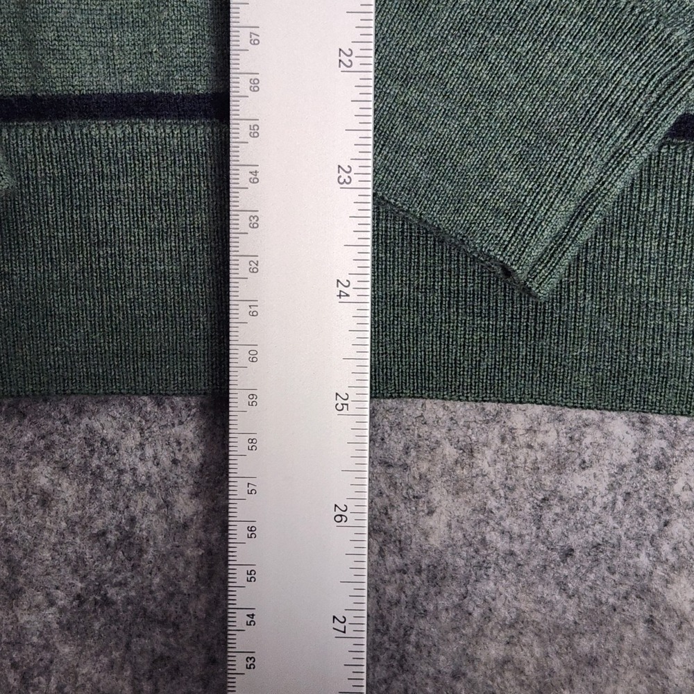 UNTUCKit Wool Sweater Men L Green Extrafine Merino Belguardo Stripe Runs Small - Picture 4 of 7